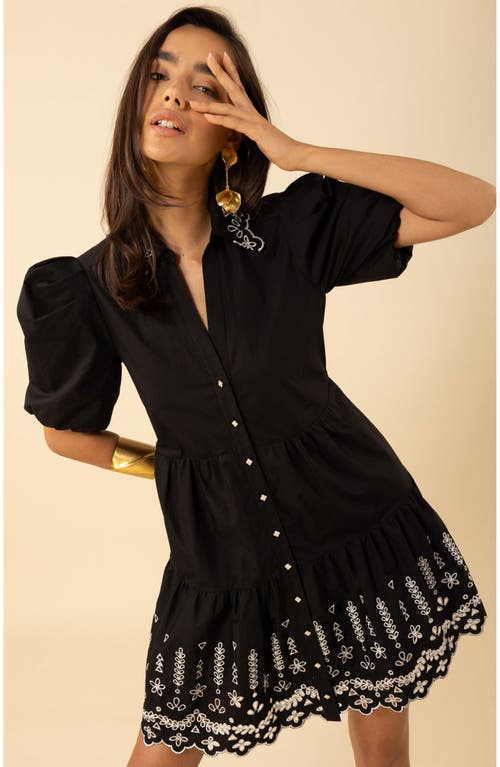 Hale Bob Rayna Embroidered Poplin Dress In Brown