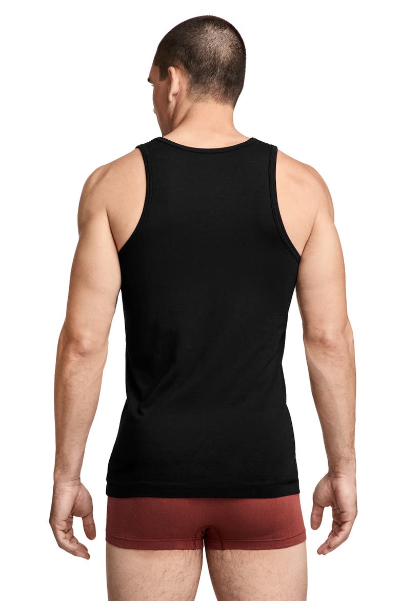 Mens Cotton Stretch Tank Undershirt - 3 Pack, Alternate, color, Black