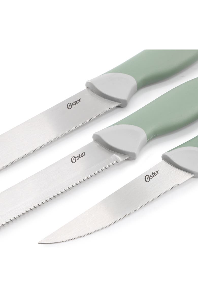Linbergh 14 Piece Stainless Steel Cutlery and Cutting Board Set  with Soft-Grip Handles, Alternate, color, Green