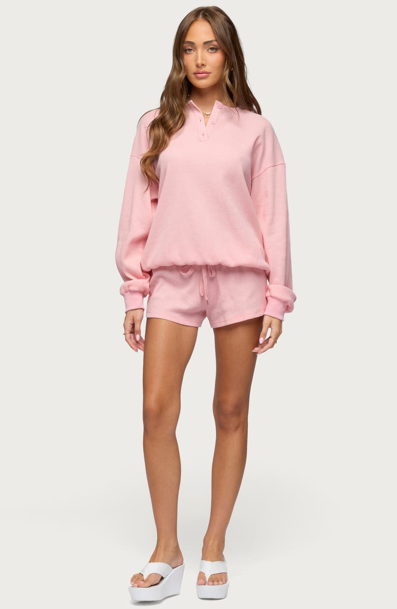 EDIKTED Baila Waffle Knit Shorts, Alternate, color,