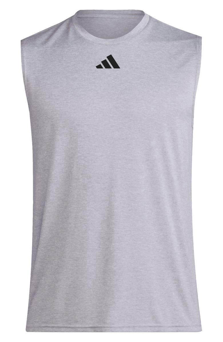 adidas Pregame Muscle Graphic T-Shirt, Main, color, Medium Grey Heather/ Black