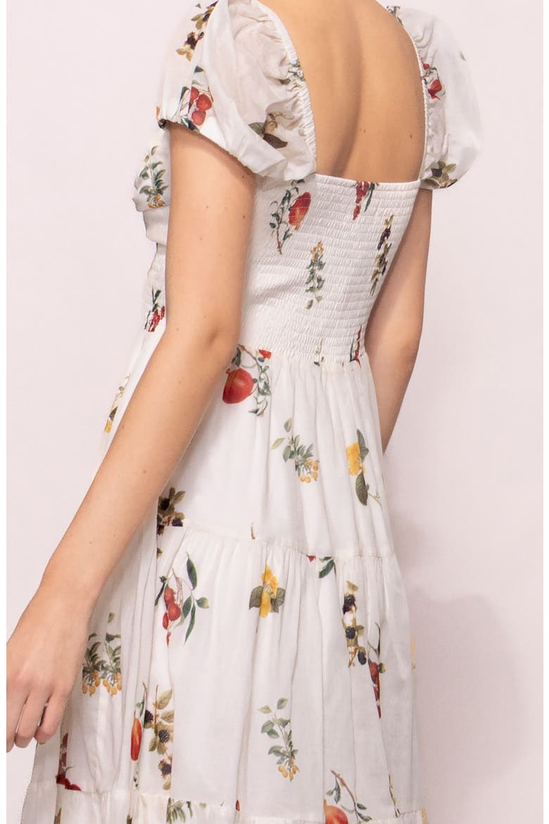Ditsy Print Midi Dress, Alternate, color, IVORY FRUIT BRANCH