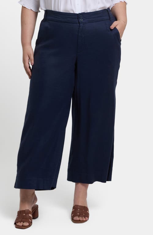 Nydj Waverly High Waist Ankle Wide Leg Linen Blend Pants In Oxford Navy