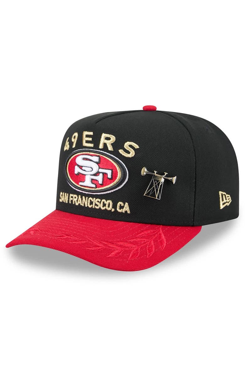New Era Men's New Era Black/Scarlet San Francisco 49ers 2025 NFL Draft On Stage A-Frame 59FIFTY Fitted Hat, Alternate, color, Black
