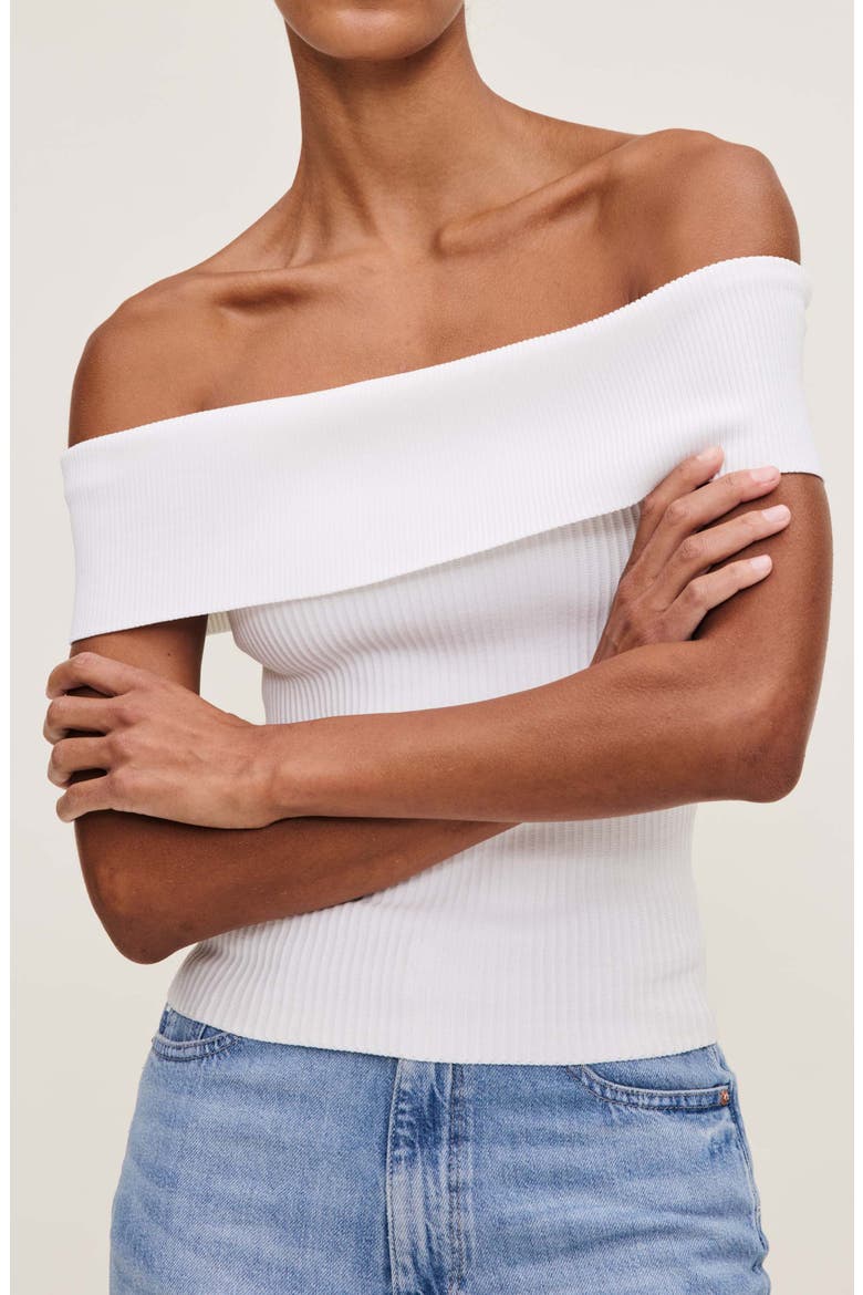 Off the Shoulder Rib Top, Alternate, color, WHITE
