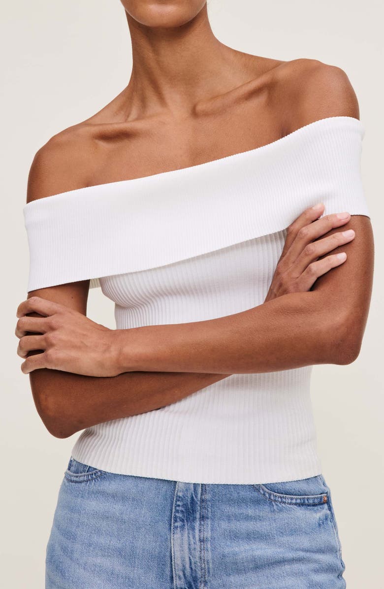 DL1961 Off the Shoulder Rib Top, Alternate, color, White