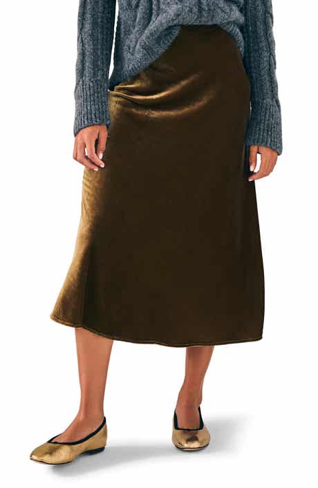 Faherty Stretch Velvet Midi Skirt