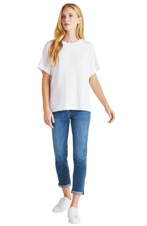 Splendid Supersoft Short Sleeve Sweatshirt In White