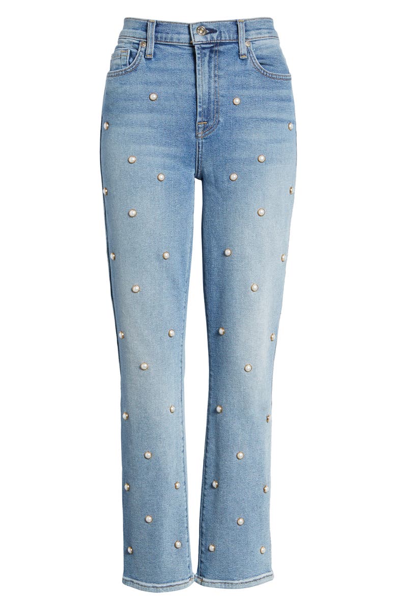 7 For All Mankind <sup>®</sup> Edie Faux Pearl Detail Ankle Jeans, Alternate, color, 