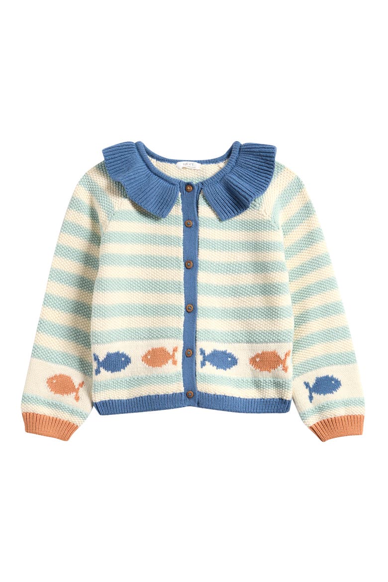 Kids' Marine Jacquard Cardigan, Main, color, BLUE