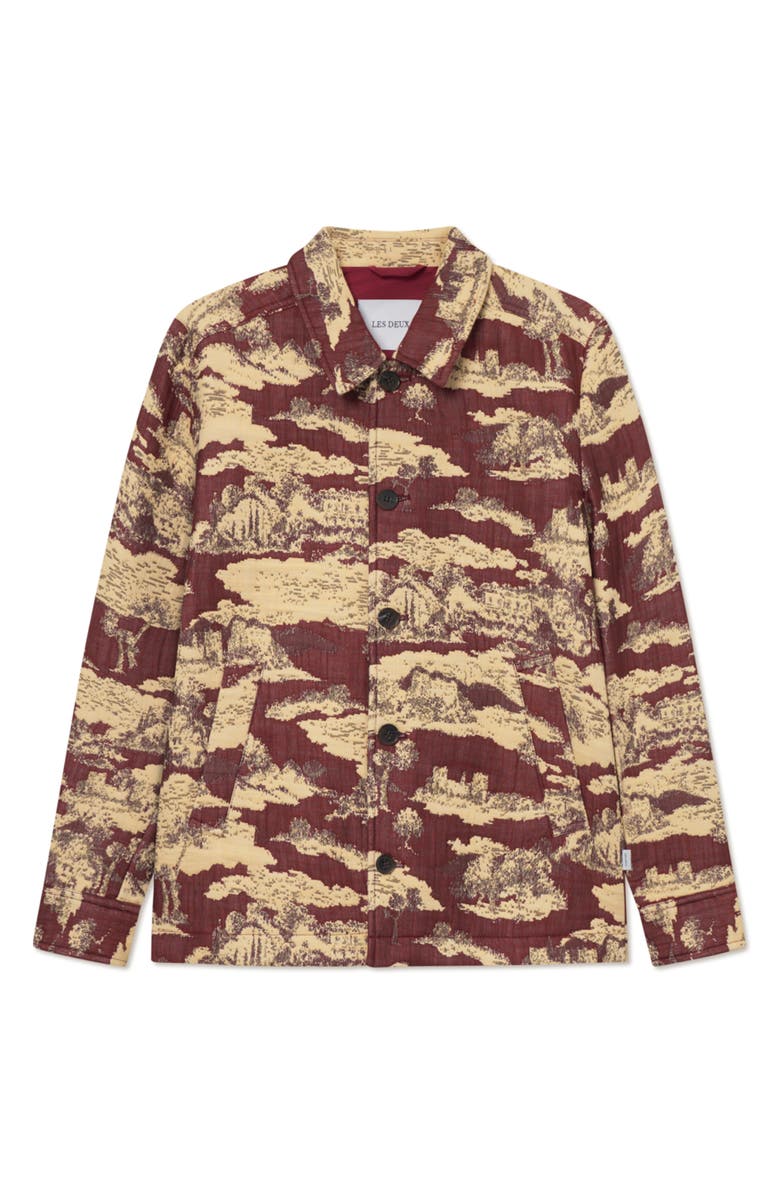 Les Deux Jaiden Ruins Jacquard Overshirt, Main, color, Bossa Nova/Summer Melon