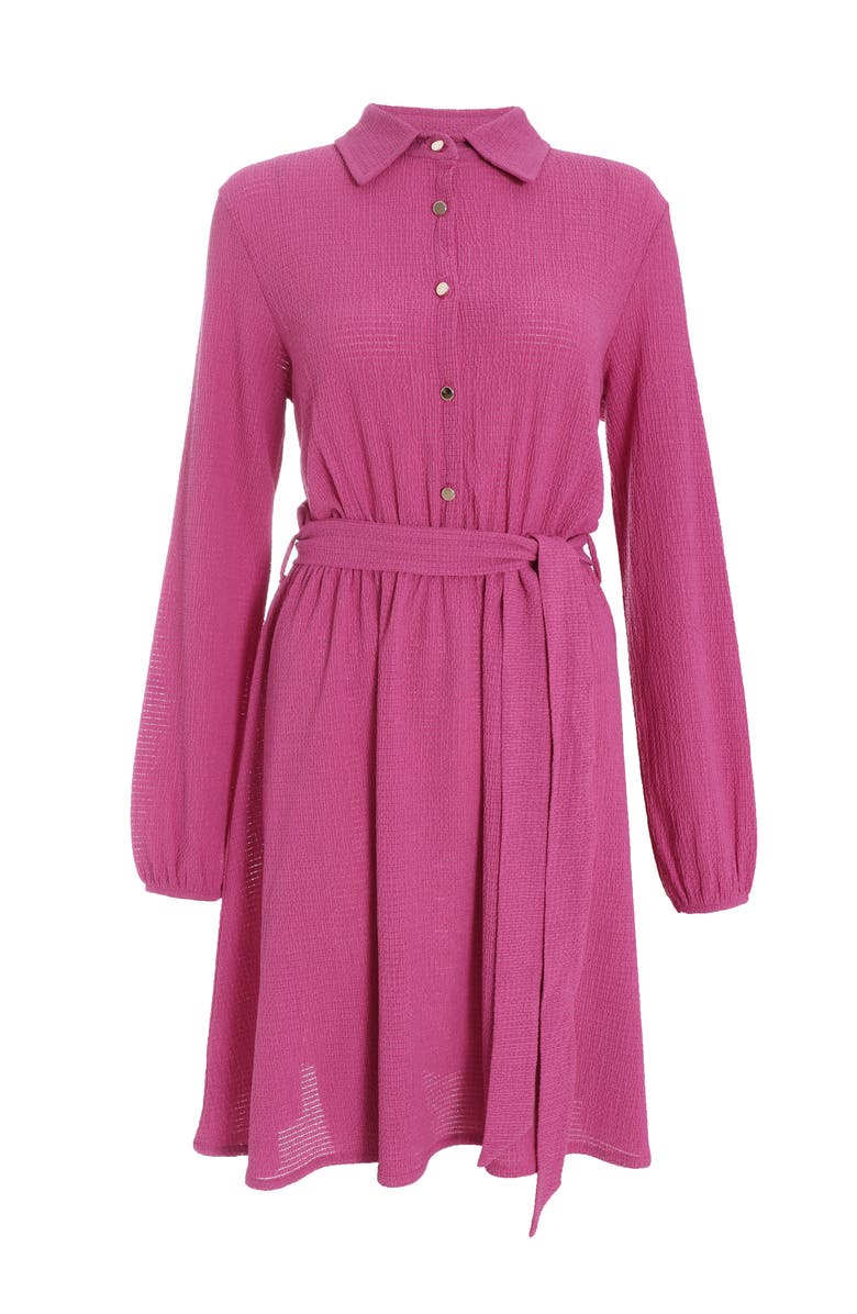QUIZ Textured Jersey Shirt Dress, Alternate, color, Purple