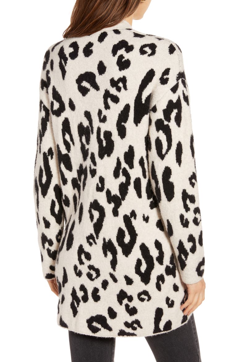 Leopard V-Neck Cardigan (Nordstrom Exclusive), Alternate, color, BEIGE OATMEAL LEOPARD
