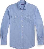Ralph Lauren Purple Label Washed Cotton Chambray Button-Up Shirt