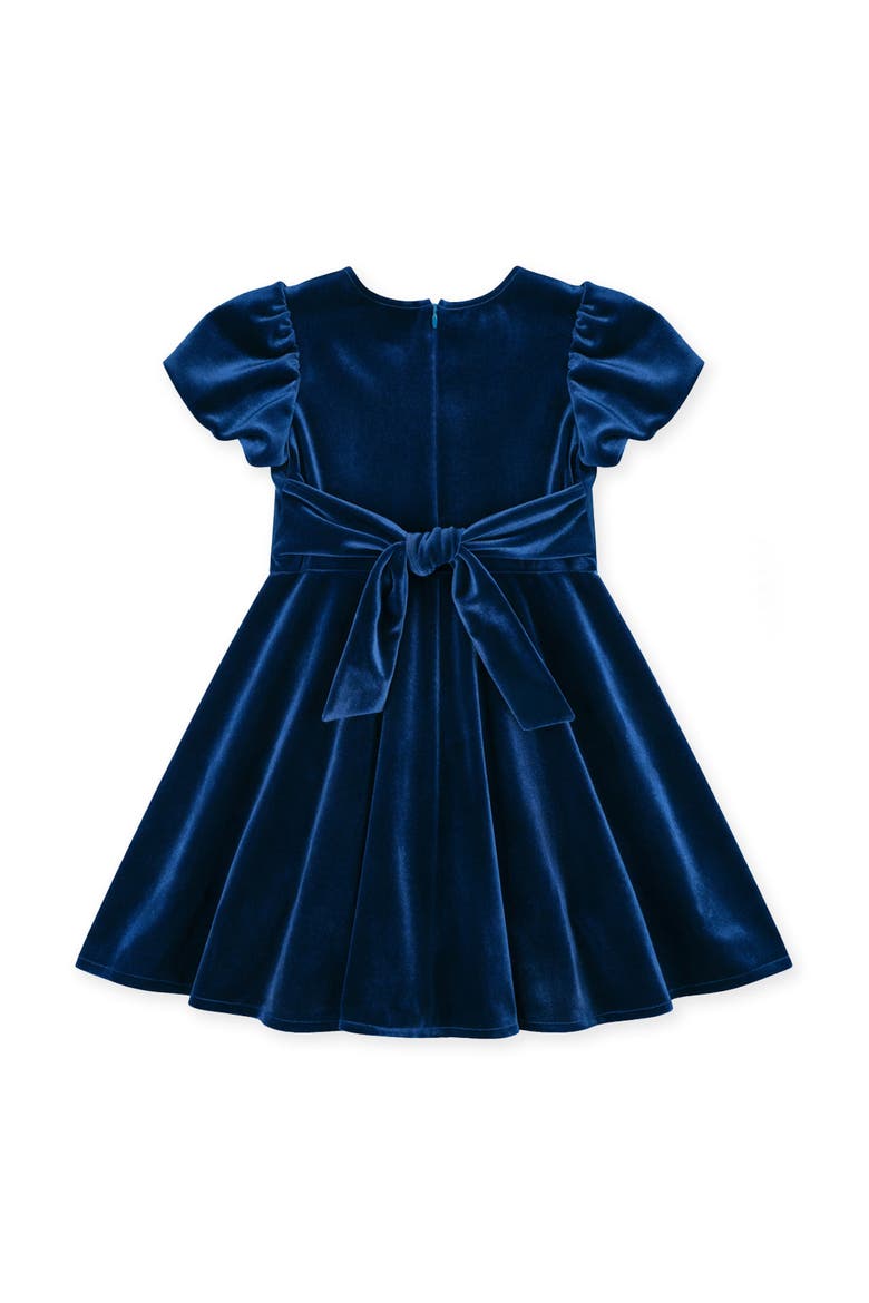 Stretch Velvet Dress with Bubble Sleeves, Alternate, color, Royal Blue Velvet