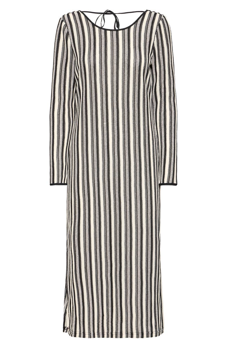 ICHI Ihoska Stripe Open Stitch Long Sleeve Maxi Dress, Main, color,