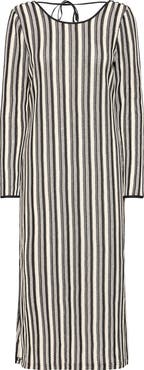 ICHI Ihoska Stripe Open Stitch Long Sleeve Maxi Dress
