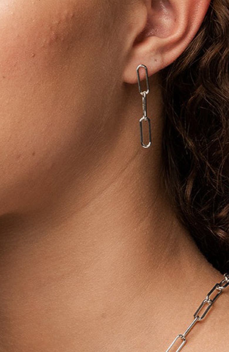 Bearfruit Jewelry Sterling Silver 18k Gold Plated Amelia Chain Earrings Dainty Daily Trendy, Alternate, color, Silver