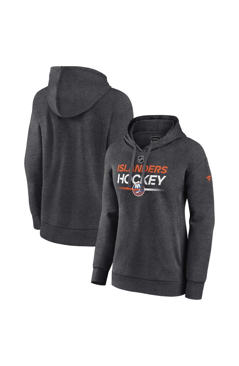 FANATICS Women's Fanatics Branded  Heather Charcoal New York Islanders Authentic Pro Pullover Hoodie, Main, color, 