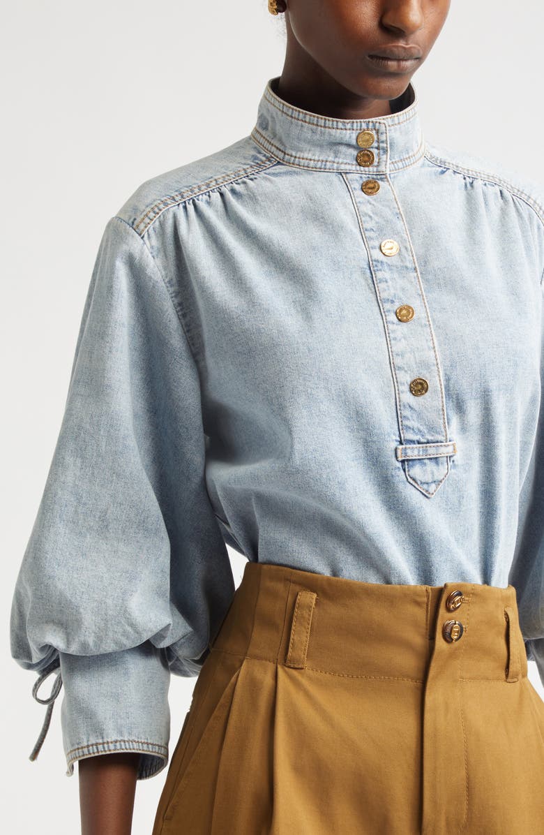 Zimmermann Kindred Spirit Denim Pullover Top, Alternate, color, Sea Foam