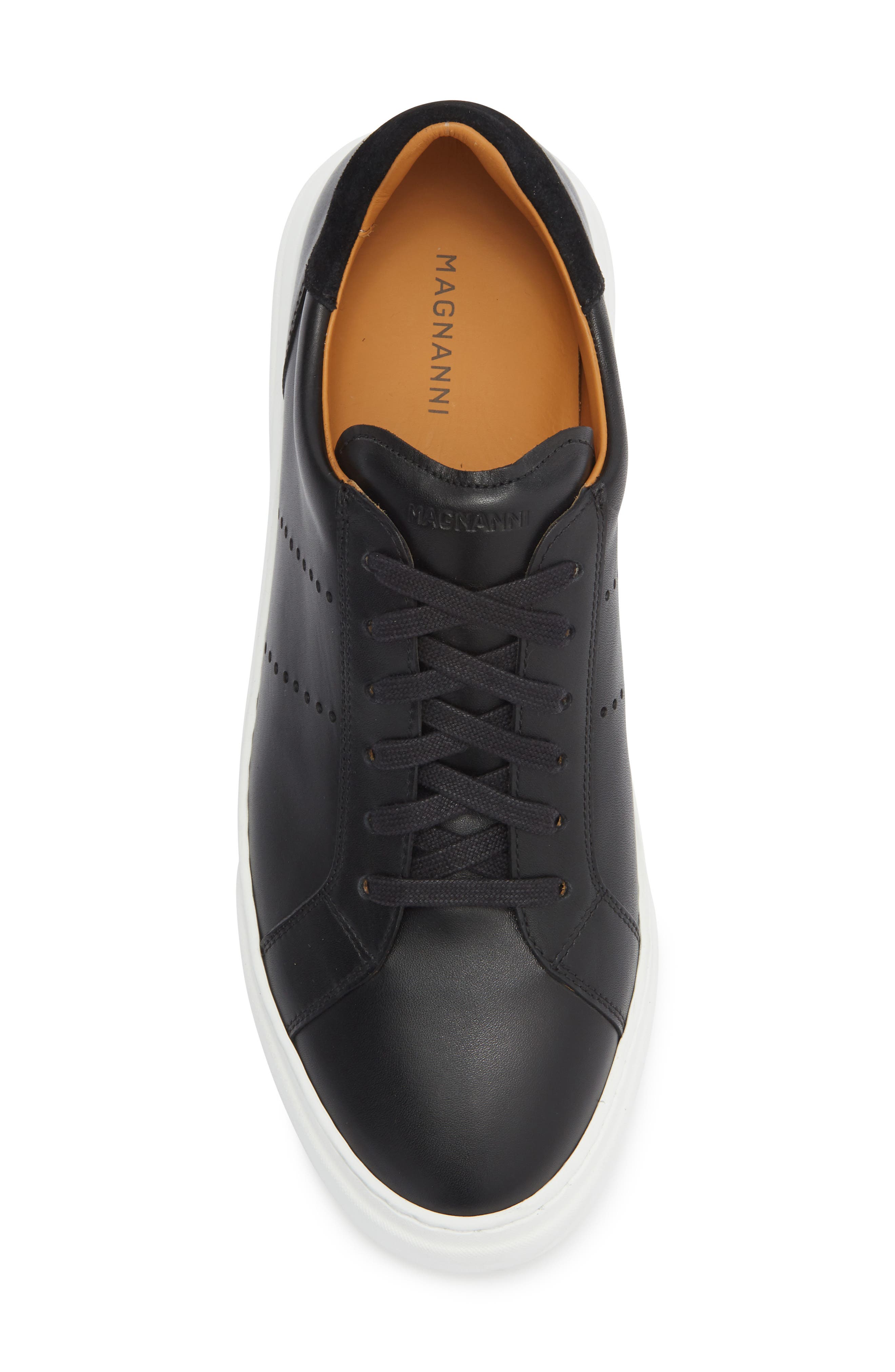 Magnanni Muro Leather Sneaker, Alternate, color, Black / Black Suede
