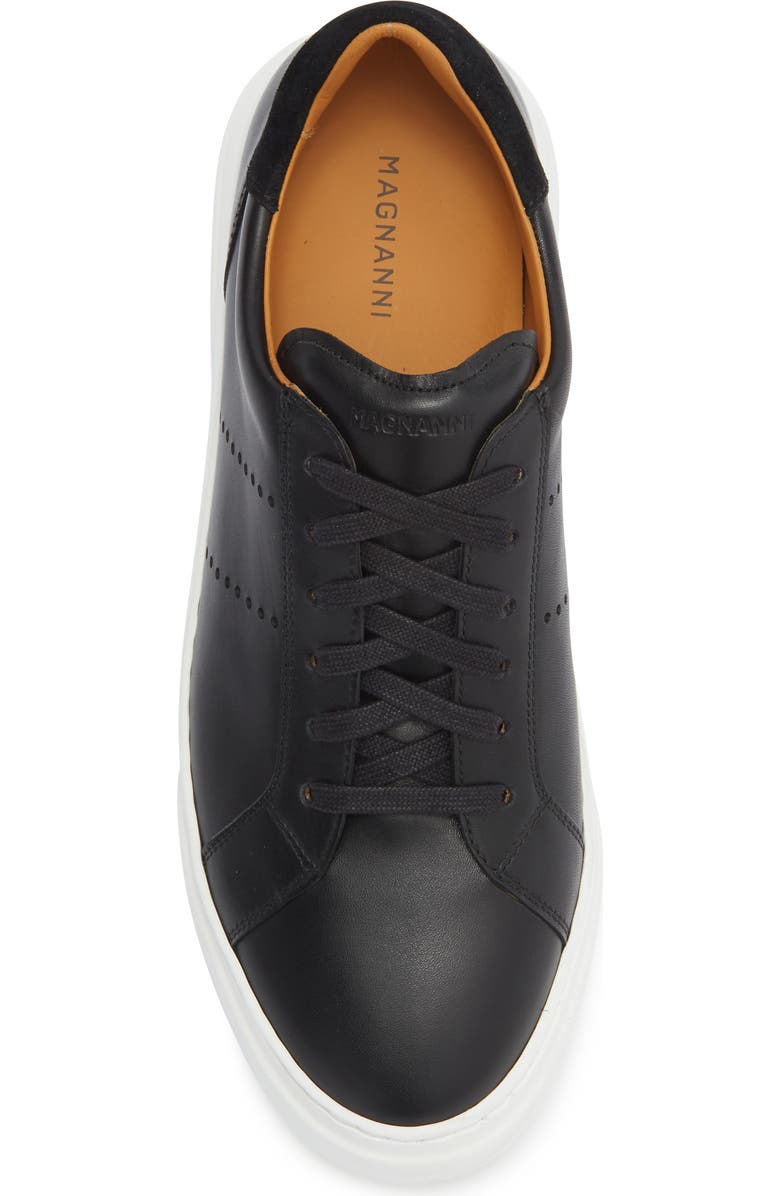 Magnanni Muro Leather Sneaker, Alternate, color, Black / Black Suede