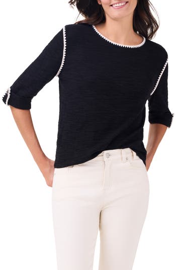 Nic + Zoe Nic+zoe Stitched Up Sweater In Black