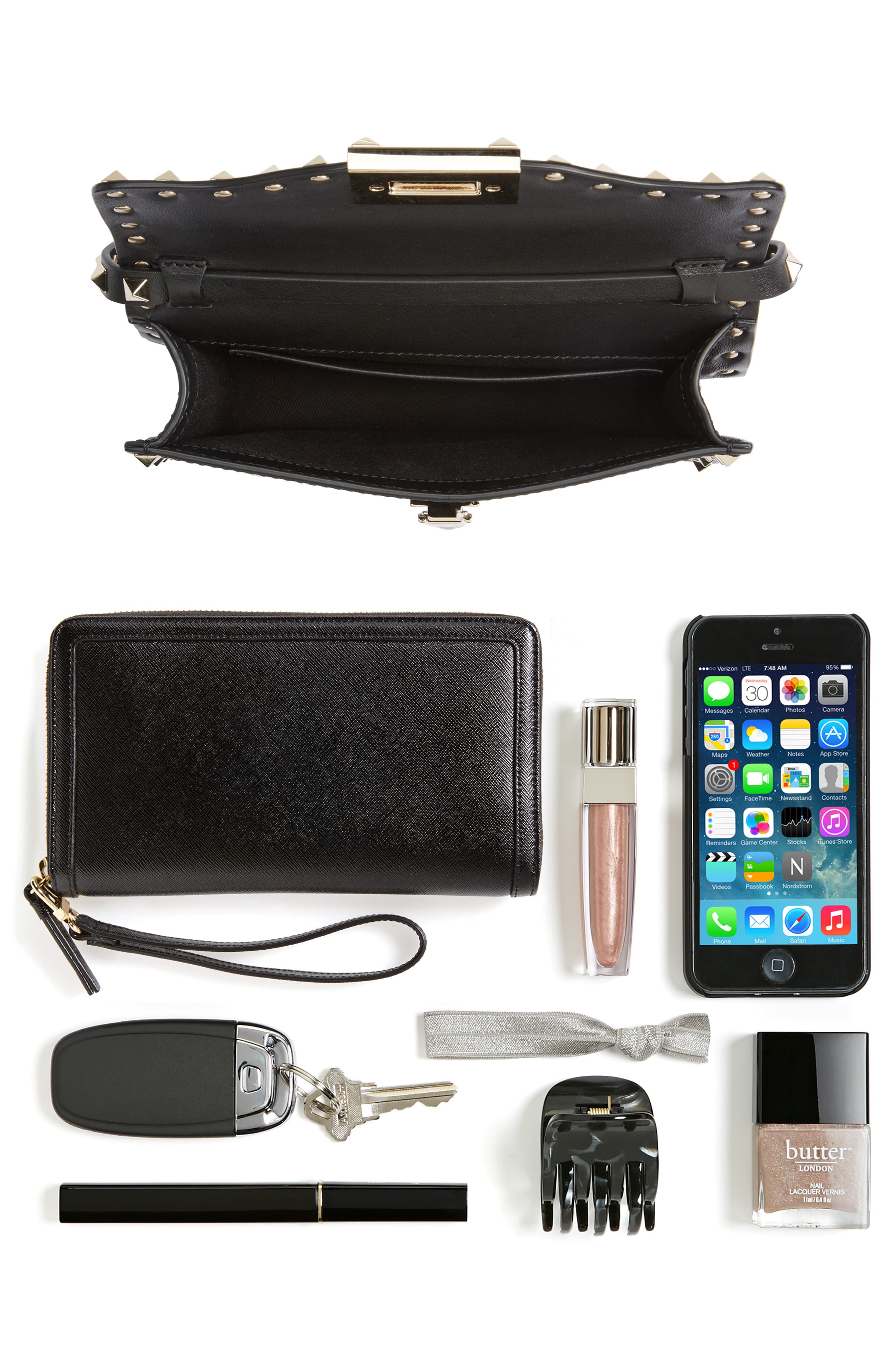 Valentino Garavani Rockstud Leather Crossbody Bag, Alternate, color, 