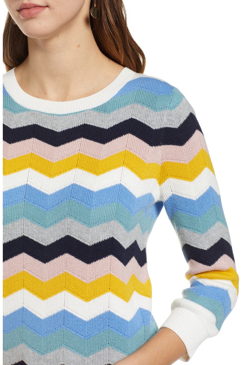 Chevron Jacquard Sweater, Alternate, color, BLUE MULTI CHEVRON PATTERN