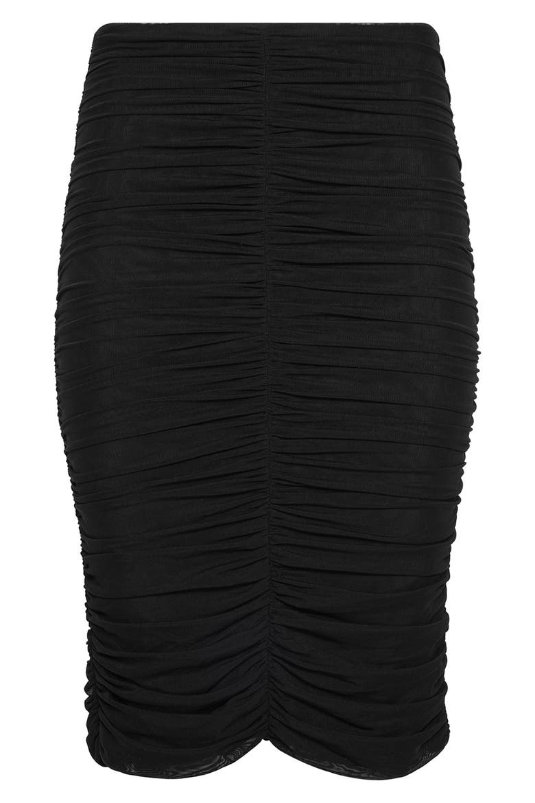 Isadora Ruched Mesh Skirt, Alternate, color, BLACK
