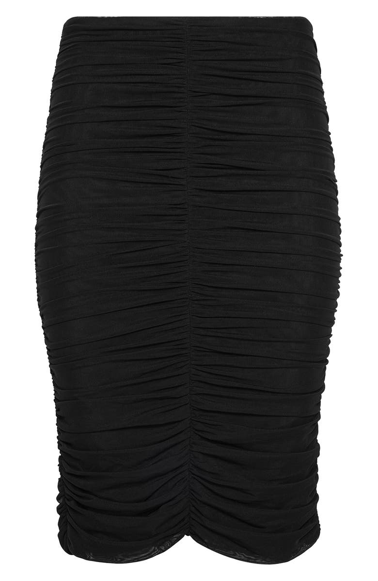L'AGENCE Isadora Ruched Mesh Skirt, Alternate, color, Black