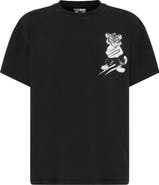 PLEIN SPORT Washed Fleece Round Neck T-Shirt Tiger Scratch Men
