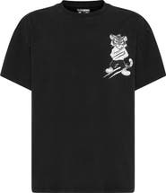 PLEIN SPORT Washed Fleece Round Neck T-Shirt Tiger Scratch Men