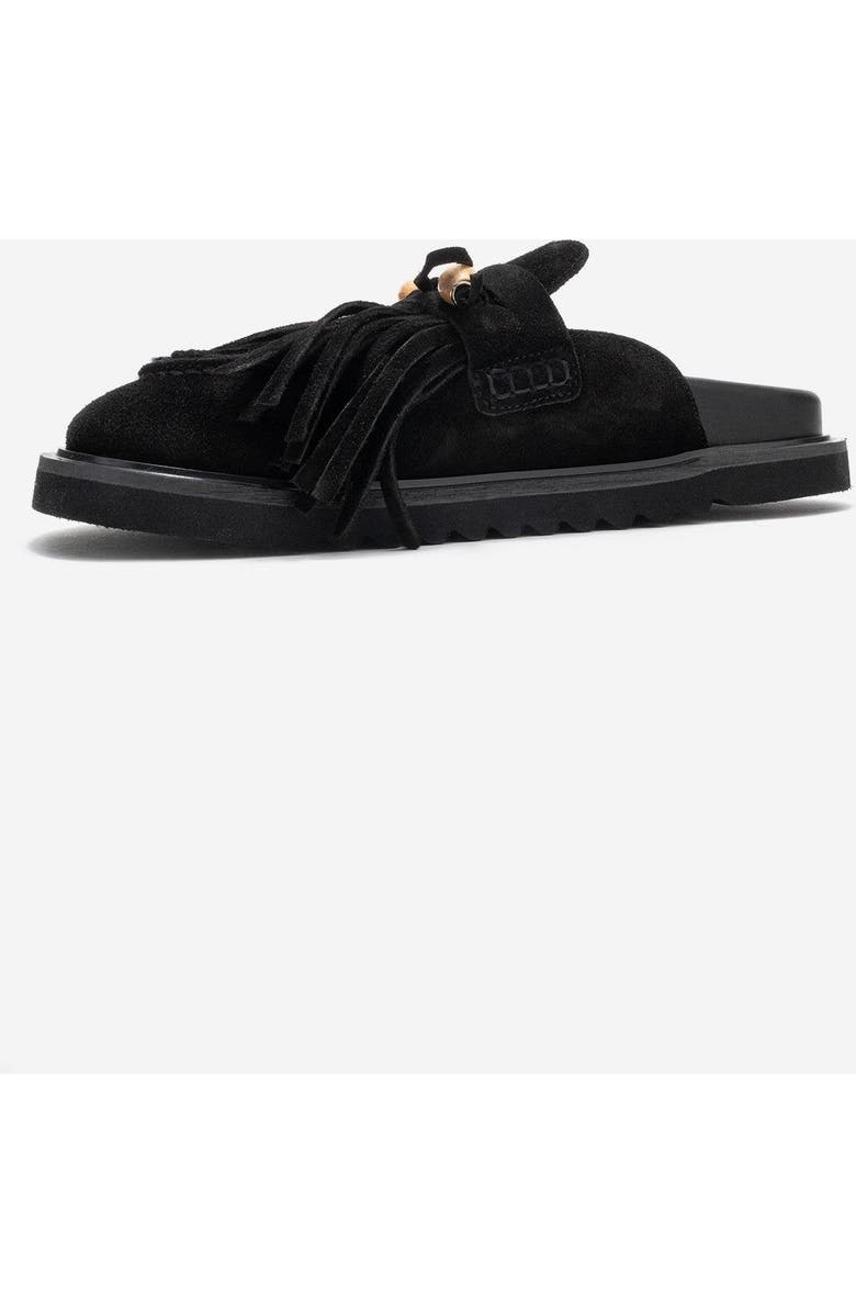 Forever & Always Shoes Carol Tassel Leather Mule, Alternate, color, Black Suede Leather