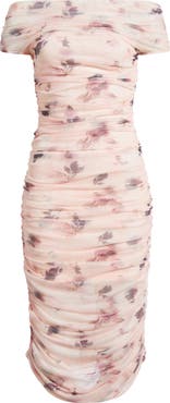 Lulus Claudia Floral Ruched Midi Dress