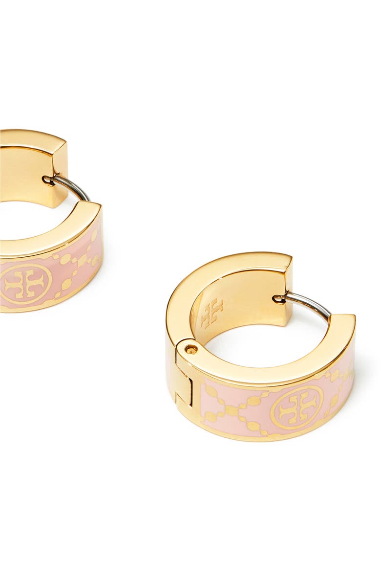 Tory Burch Small Icon T Monogram Hoop Earrings, Alternate, color,
