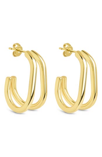 Sterling Forever Elliana Suspender Hoop Earrings In Gold