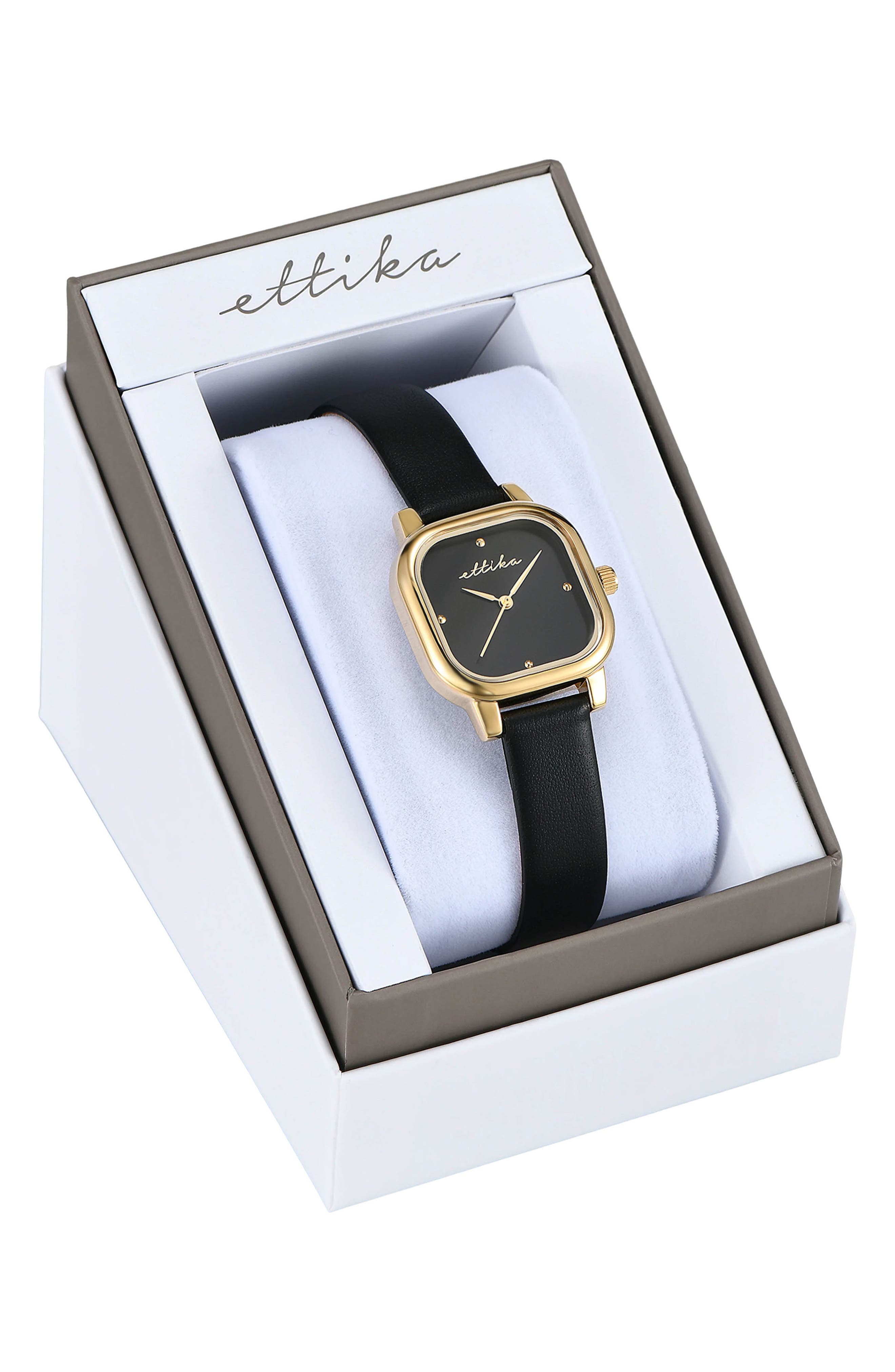 Ettika Classic Square Leather Strap Watch (Women) | Nordstrom display picture 3