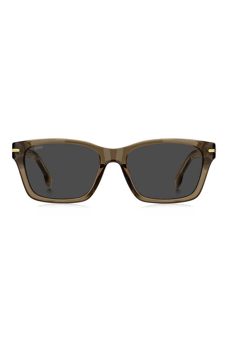 56mm Rectangular Sunglasses, Main, color, BROWN/ GREY
