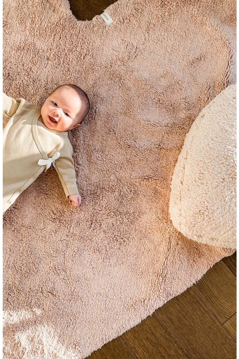 Puffy Love Heart Washable Cotton Blend Rug & Pillow Set, Alternate, color, BLUSH