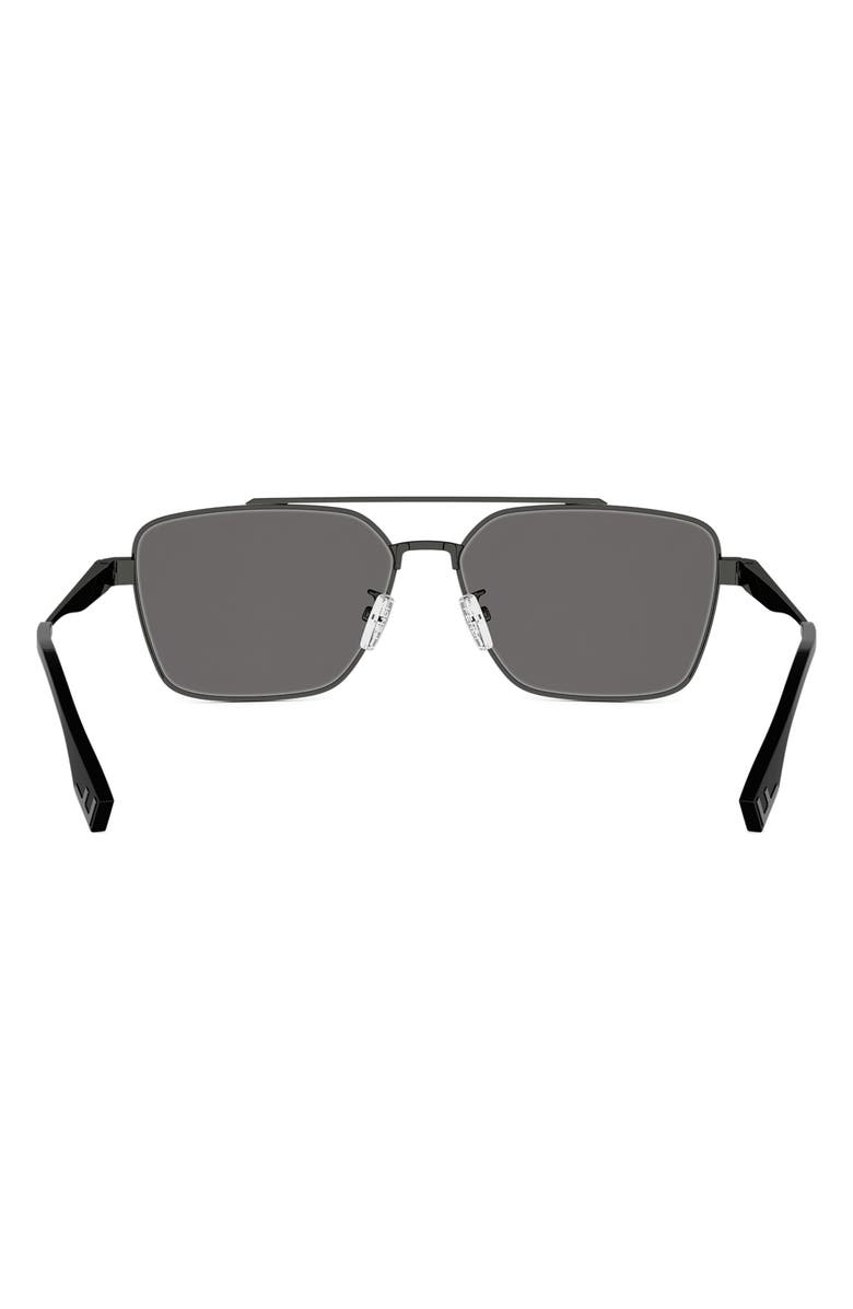 Fendi Sky 57mm Rectangular Sunglasses, Alternate, color, Shiny Dark Ruthenium / Smoke