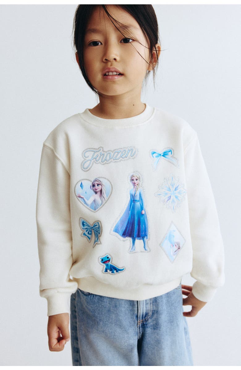 H&M Motif-detail Sweatshirt, Alternate, color, White/Frozen