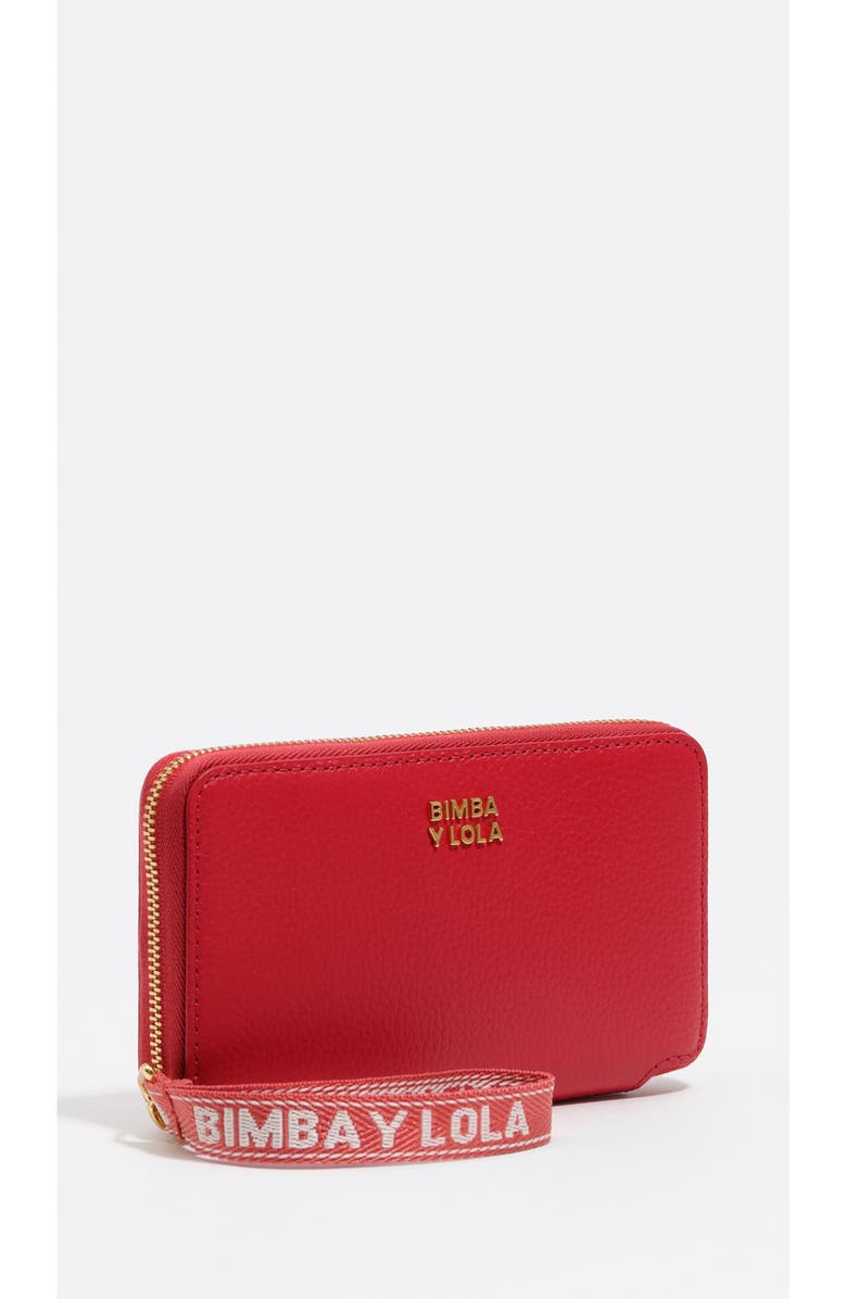 Bimba y Lola Leather Rigid Upper Wallet, Main, color, Red