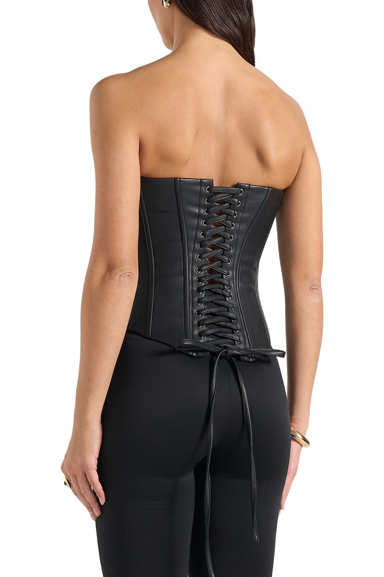 Scarlett Leather Lace Up Corset, Alternate, color, Black