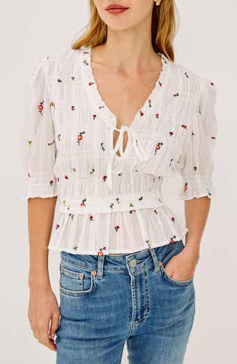 Fontaine Floral Smocked Cotton Top