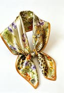SILKSILKY Pure Silk Floral Square Scarf