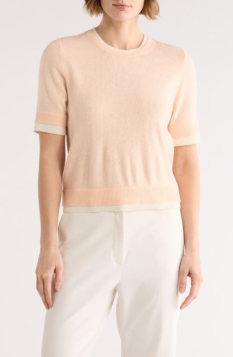 Layered Crewneck Short Sleeve Sweater