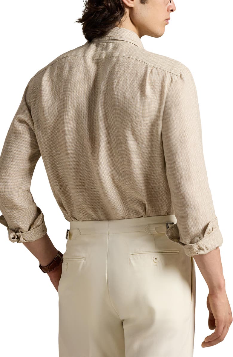 Polo Ralph Lauren Classic Fit Houndstooth Linen Button-Up Shirt, Alternate, color, 