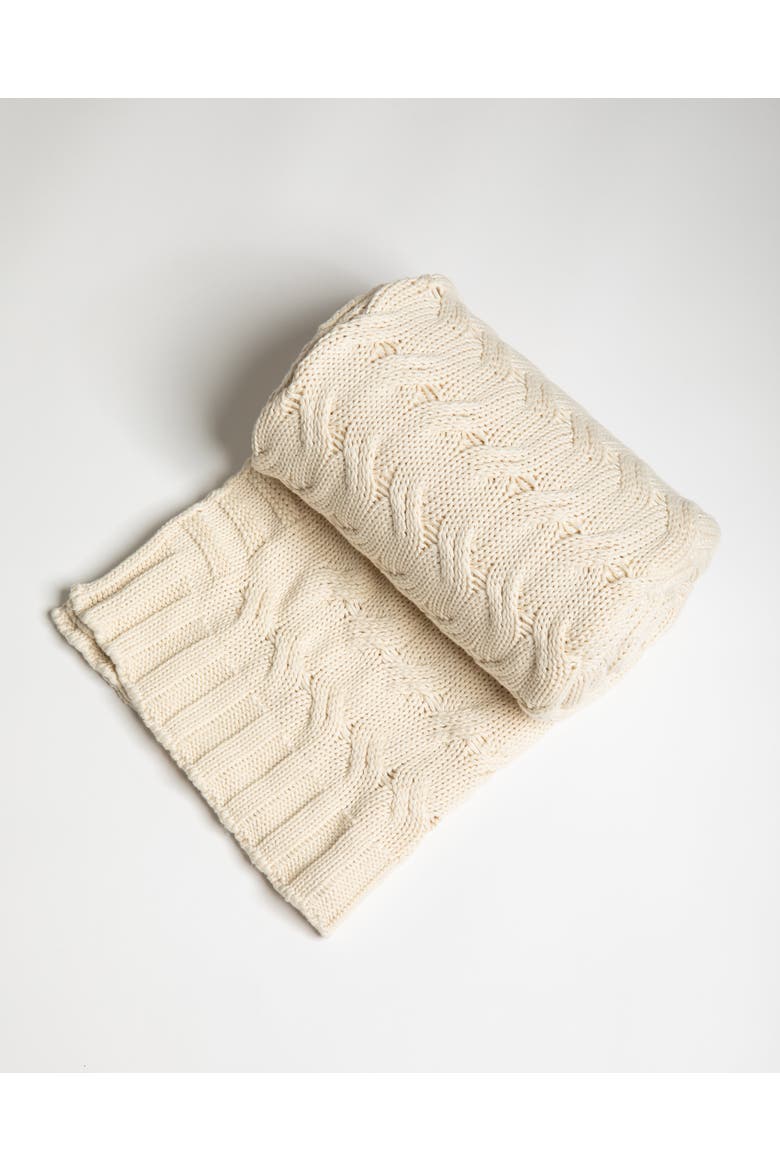 Chunky Cable Organic Cotton Throw Blanket, Main, color, Natural