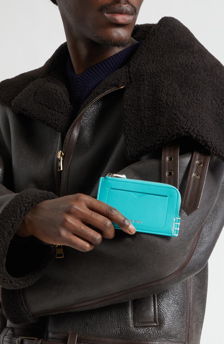 JW Anderson Loafer Leather Zip Wallet, Alternate, color, Turquoise